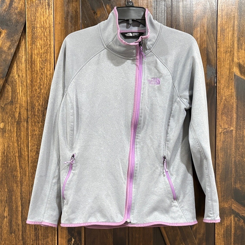 The North Face Gray Microfleece Jacket Purple Zip Women's Lightweight Full Zip